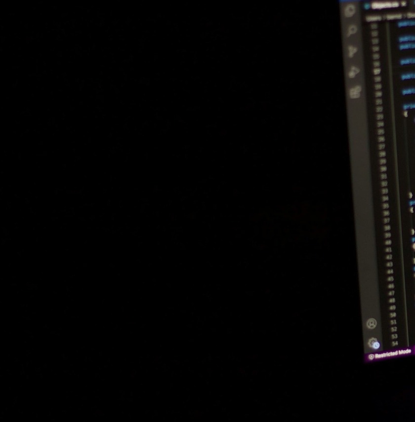 Development project open in a laptop